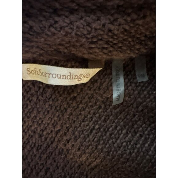 Soft Surroundings Brown Knit Button-Down Snap Closure Shirt Size Petite Medium - Picture 3 of 6